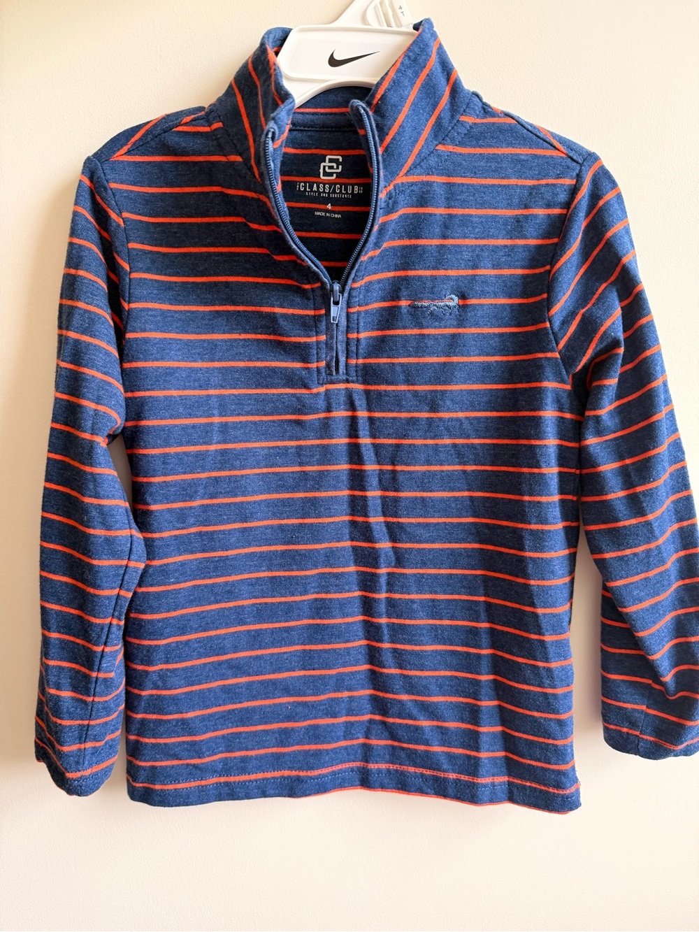 Class Club Navy with Orange Striped Quarter-Zip